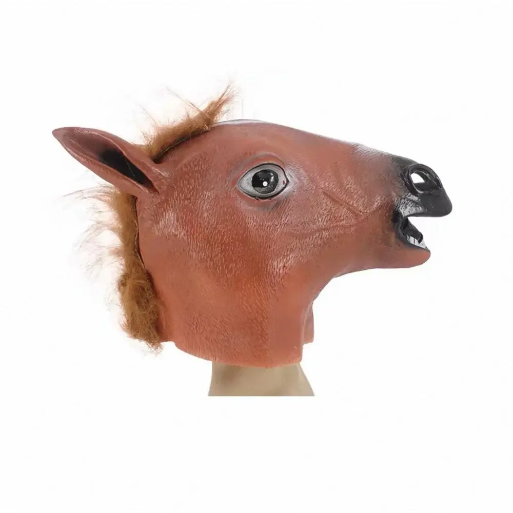 Horse Head Latex Mask, Animal Cosplay Headgear for Party Prank